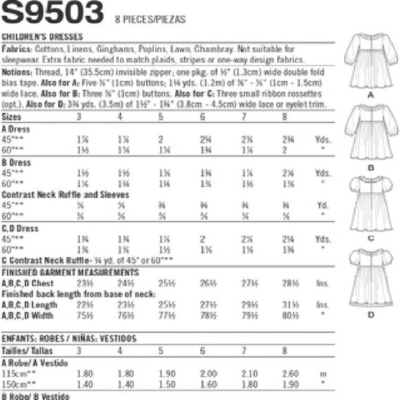 Simplicity 9503 Girls Retro Style Dresses Pattern Sizes 3-8 - Picture 3 of 3
